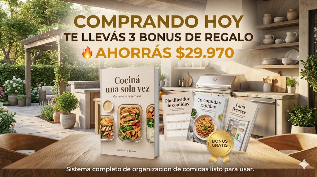 Sistema Cocina una Sola Vez: Ebook Completo + 3 Libros Bonus Incluidos